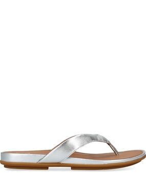 NIB - Women’s Silver Metallic Leather Flip Flop Sandals - 7